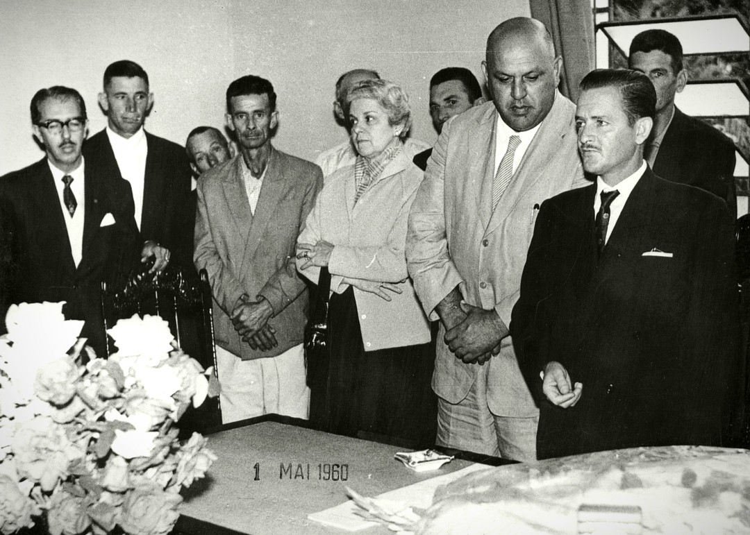 Solenidade de inauguração da Caixa de Previdência em Santa Bárbara em 1960